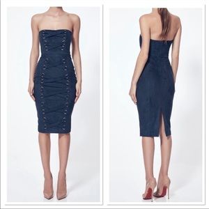 NWT Misha Collection Suede Strapless Petra Dress Sz 4/S